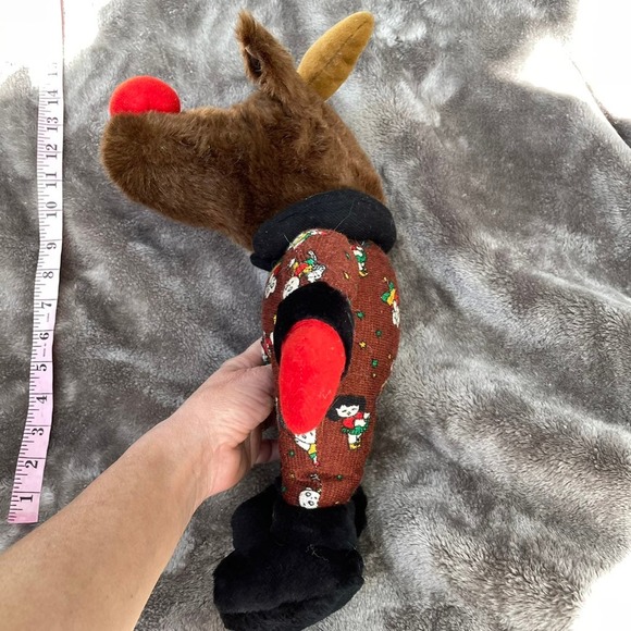 Rudolph Red Nosed Reindeer Plush w/ Pattern Body 15" Christmas Vtg Stuffed Toy - Picture 3 of 8